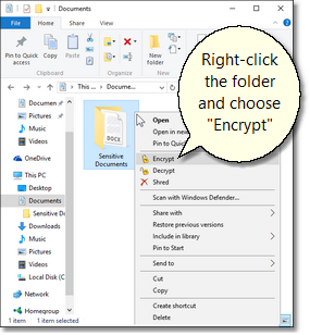 encrypt menu open